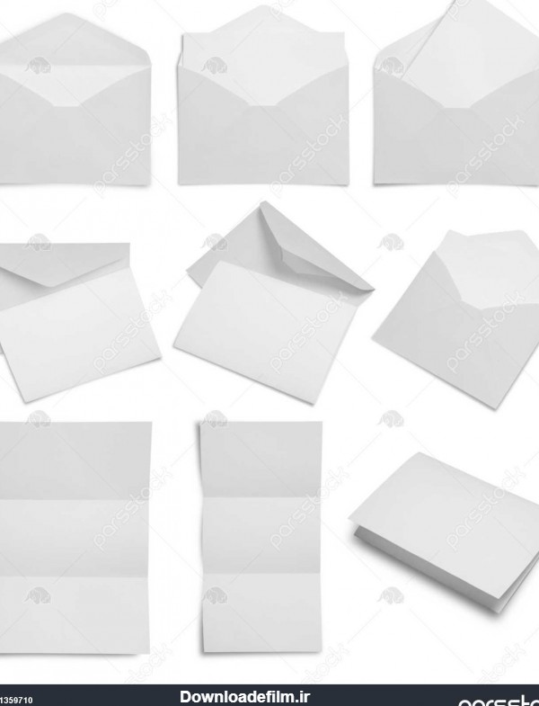 مجموعه از جای خالی پاكت نامه کاغذ در سفید پس زمینه 1359710