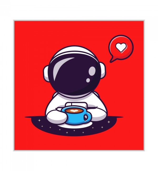 چاپچی | پوستر (مربعی) - طرح فضانورد فانتزی عشق قهوه‎