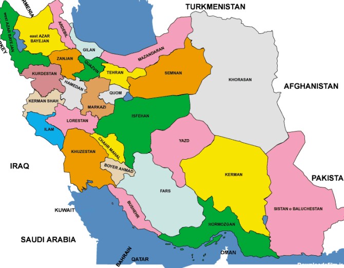 عکس نقشه ایران به انگلیسی