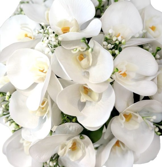 دسته گل مصنوعی عروس با ارکیده سفید، شیک و زیبا برای مجلس عروسی کد 2025
