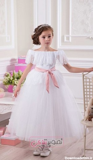 لباس عروس بچگانه - لباس مجلسی سفید دخترانه