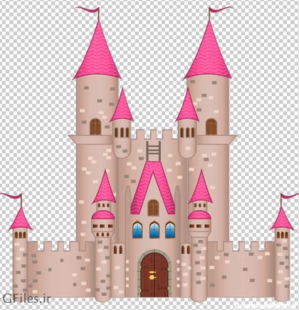 تصویر قلعه کارتونی صورتی بصورت فایل ترانسپرنت و دوربری شده