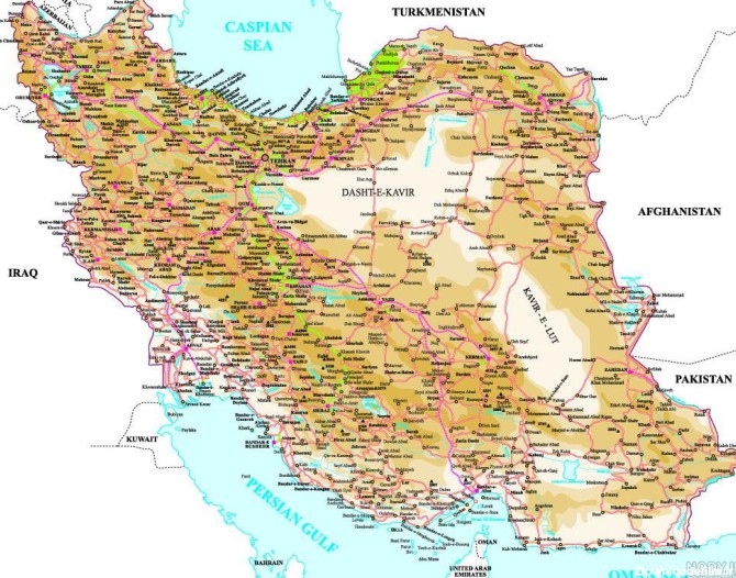 عکس نقشه ایران به زبان انگلیسی