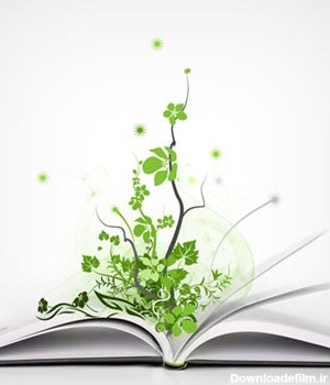 روییدن علم و آگاهی به شکل برگ های سبز از وسط یک کتاب