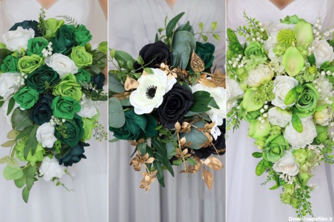 مدل دسته گل سبز عروس