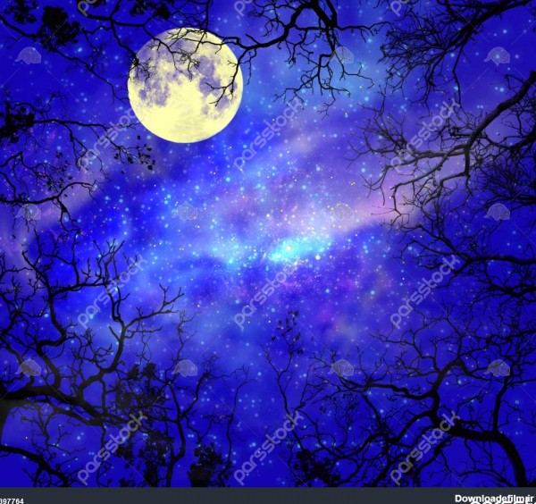 آسمان ستاره شب با ماه 1397764