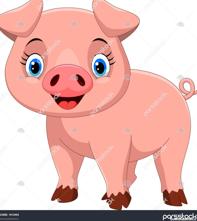 کارتون خوک ناز جدا شده روی سفید 1612092