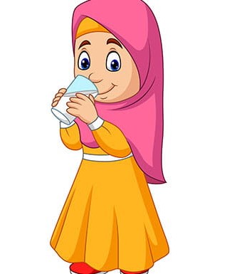 وکتور کاراکتر حجاب کودک و نوشیدن شیر
