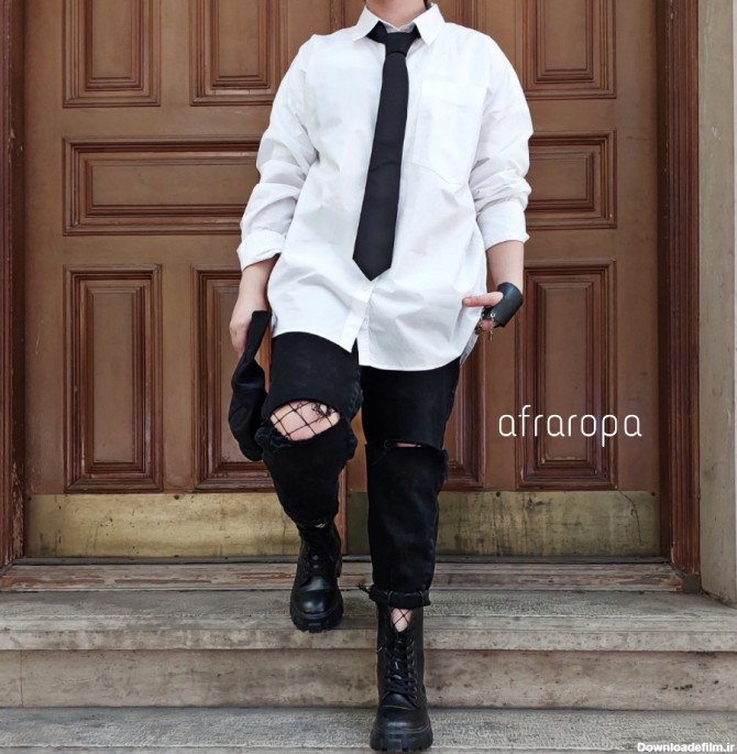 ست پیراهن سفید و کراوات | اَفرارُپا | afraropa | لباس اورسایز جوانان