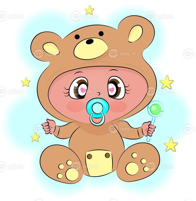 دانلود بازی بچه ناز با جغجغه در لباس خرس عروسکی با ستاره | اوپیک