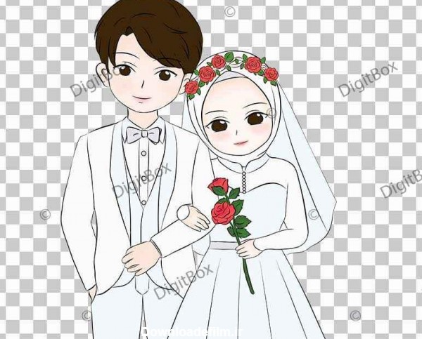 عکس کارتونی عروس و داماد مسلمان - دیجیت باکس - DigitBox