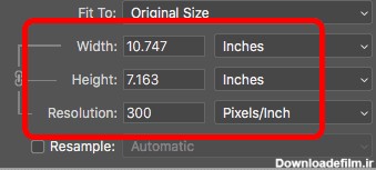 رزولوشن عکس در فتوشاپ برای چاپ