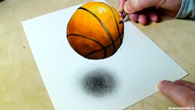 آموزش نقاشی توپ بسکتبال سه بعدی
