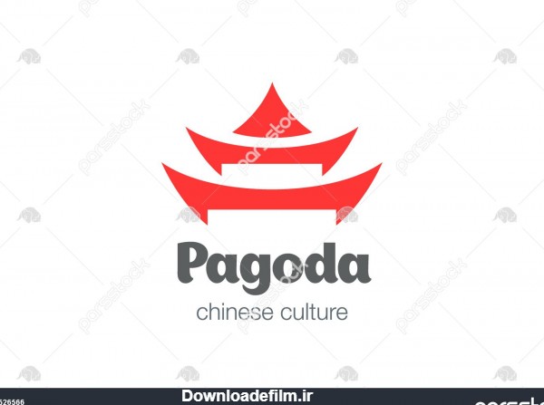 الگوی وکتور طراحی لوگو پاگودا آرم ژاپنی چینی 1526566