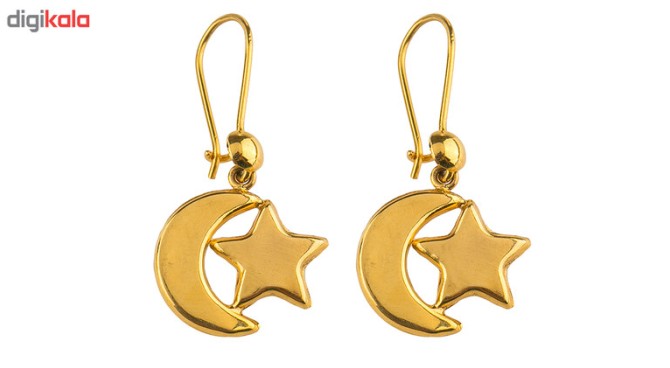 قیمت و خرید گوشواره طلا 18عیار گالری طلاچی مدل آویز ماه و ستاره