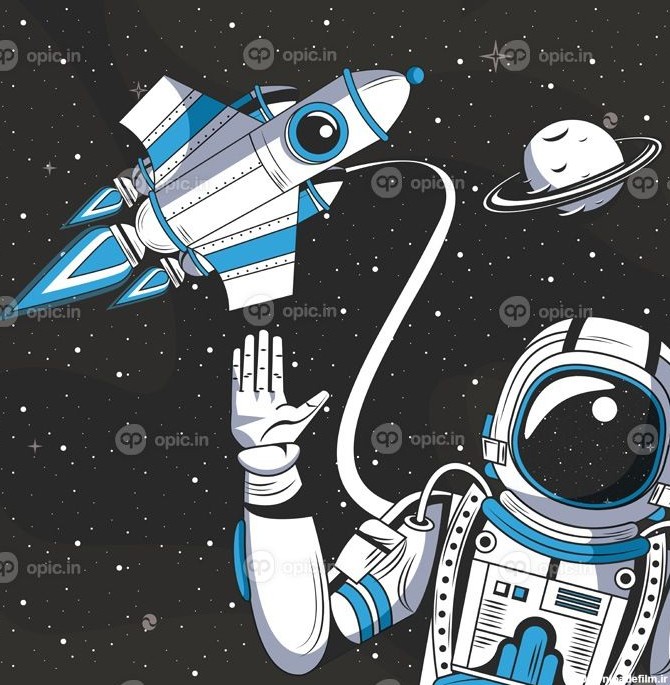 دانلود وکتور تبریک فضانوردی از فضا با سفینه فضایی و مناظر کارتونی ...