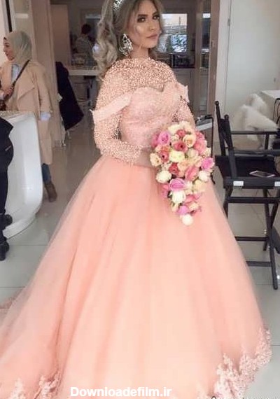 مدل لباس عروس گلبهی زیبا و جذاب برای عروس خانم های متفاوت
