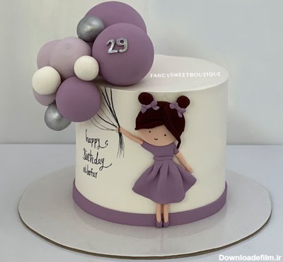 عکس کیک تولد بنفش دخترانه