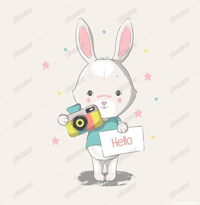 وکتور نقاشی بچه خرگوش عکاس - وکتور تصویرسازی کودکانه از بچه ...