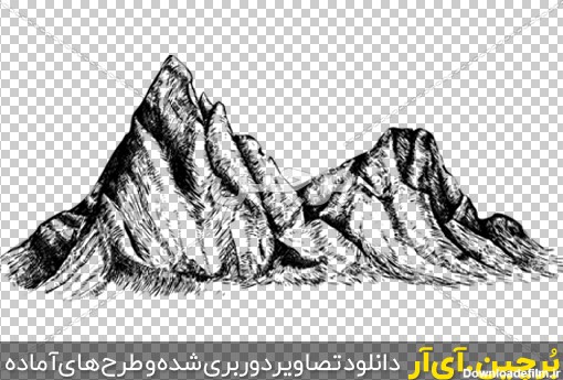 Borchin-ir-Mountain ridge or range hand drawn with contour lines وکتور سیاه و سفید کوه png2