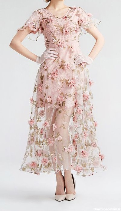 لباس گلدار بلند دخترانه مجلسی جدید و شیک