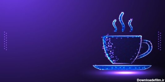 دانلود وکتور لیوان قهوه با طرح وکتور چند ضلعی با قاب سیمی کم