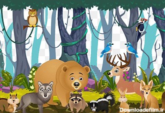تصویر حیوانی در جنگل، تصویرسازی منظره جنگلی، جنگل های بارانی ...