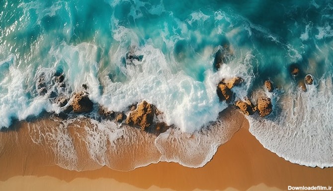 تصویر نمای بالا ساحل دریا و امواج | فری پیک ایرانی | پیک فری ...