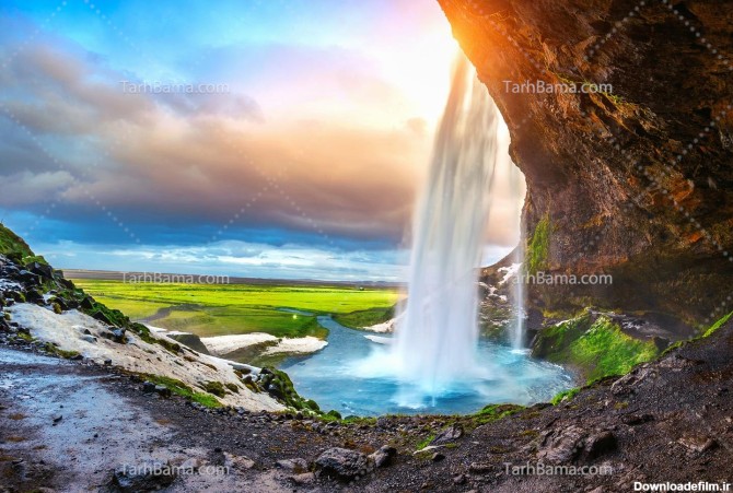 تصویر با کیفیت آبشار و منظره زیبا