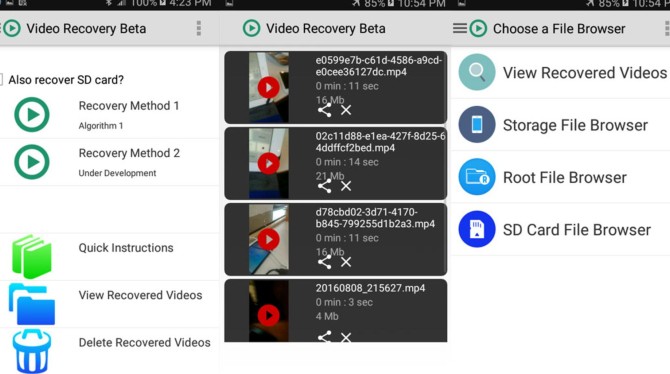 بازیابی ویدئوها در برنامه‌ی Video Recovery