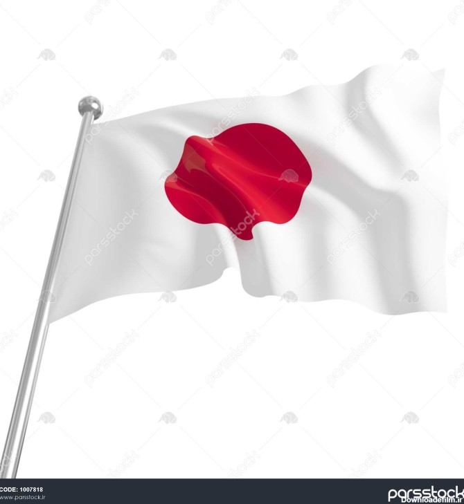 مدل سه بعدی پرچم ژاپن در پس زمینه سفید 1007818