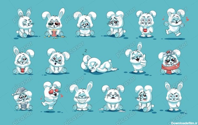 17 وکتور شخصیت کارتونی خرگوش سفید ایموجی خرگوش سفید » پیکاسور