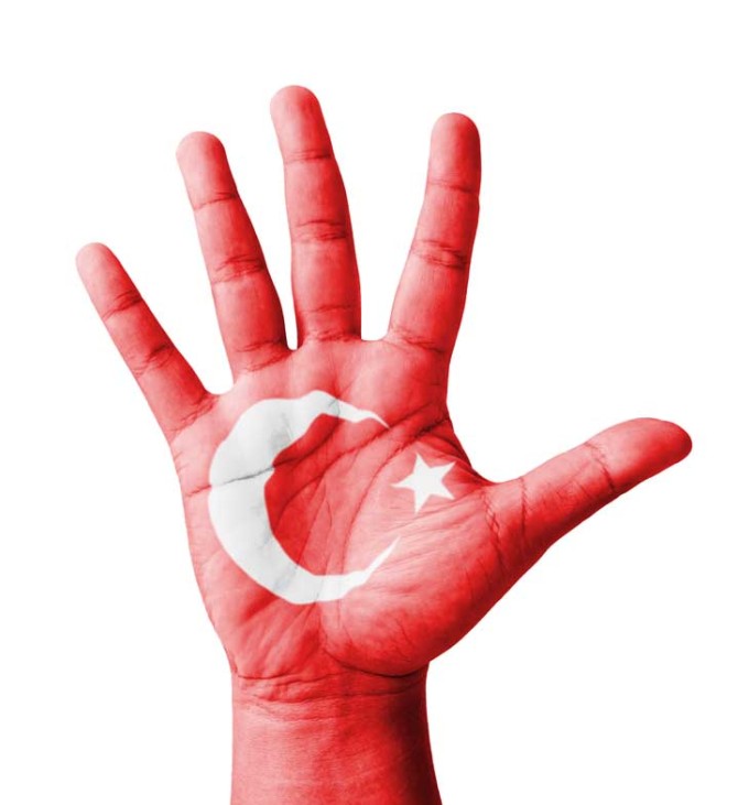 تصویر با کیفیت پرچم ترکیه بر کف دست