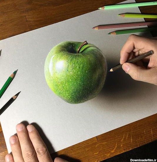 نقاشی میوه با مداد رنگی