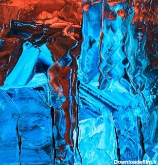 عکس زمینه نقاشی انتزاعی آبی و قرمز