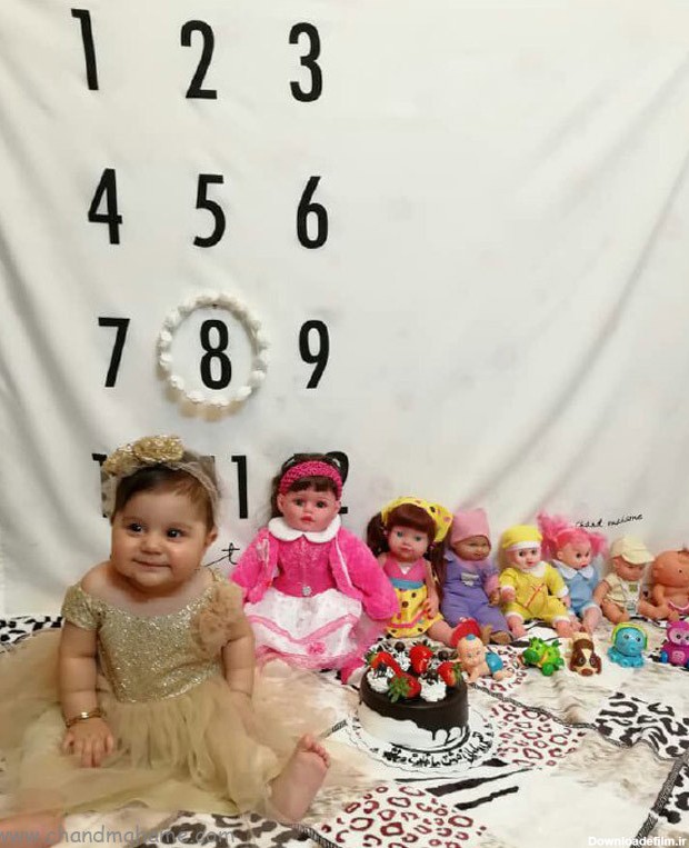 عکس نوزاد دختر برای ماهگرد تولد مدل مجلسی - چندماهمه