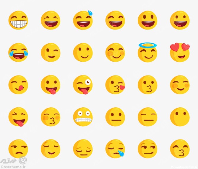 مجموعه ای از emoji ایموجی های محبوب برای واکنش های رسانه های ...