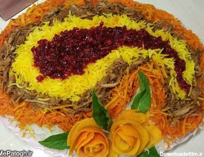 عکس های زیبای تزیین برنج با زعفران ، زرشک و خلال پسته