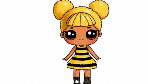 نقاشی برای کودکان - دختر با لباس زنبوری
