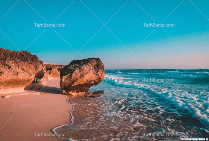 تصویر با کیفیت ساحل با صخره بزرگ