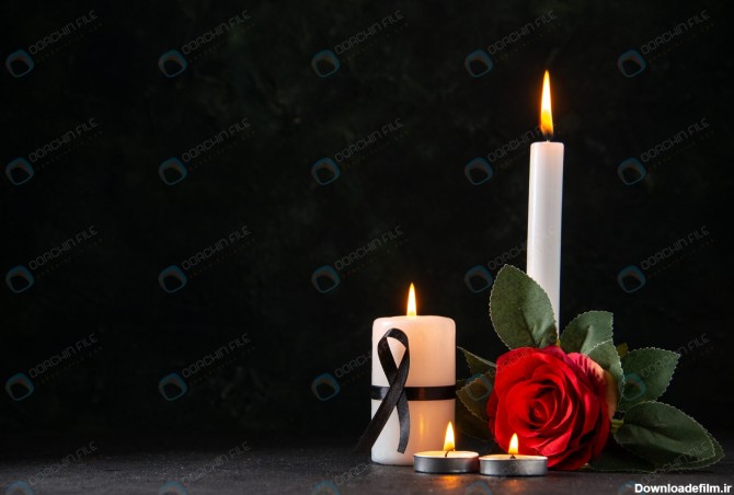 عکس گل و شمع روشن با نوار مشکی - مرجع دانلود فایلهای دیجیتالی
