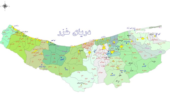 نقشه شمال ایران (تمامی استان ها با کیفیت فوق العاده)