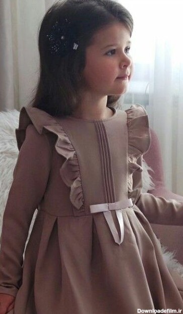 لباس ساده مجلسی دخترانه شیک و خوشکل رنگ خاکی