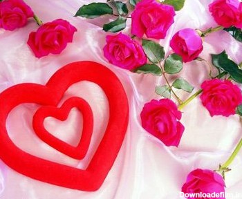 عکس عاشقانه قلب و گل قرمز romantic hearts and flowers