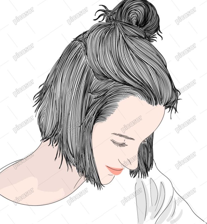 وکتور نقاشی زن جوان با موهای کوتاه » پیکاسور