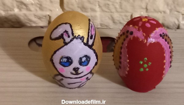 آموزش نقاشی خرگوش روی تخم مرغ سفالی