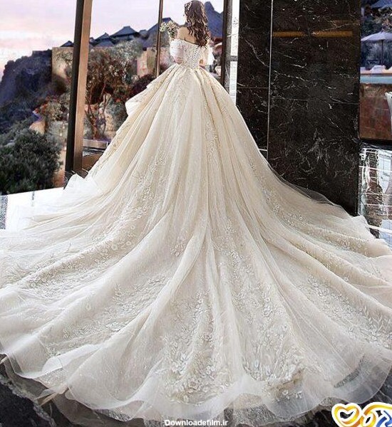 لباس عروس مروارید دوزی شده
