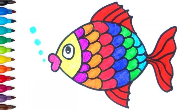 نقاشی ماهی کودکانه با رنگ آمیزی شاد - Kids TV - تماشا