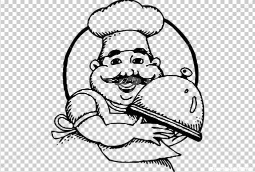 Borchin-ir-cartoon black white chef_PNG عکس کارتونی سیاه سفید سرآشپز رستوران۲