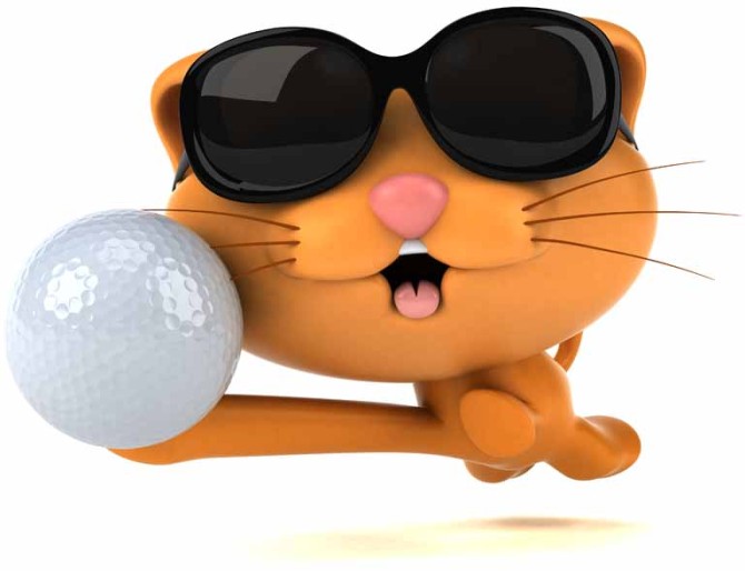 عکس کارتونی گربه و توپ گلف